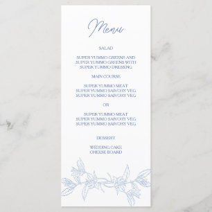 Menu Chinoiserie Blue Elegante Pagoda e Floral Toile