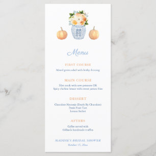 Menu Chinoiserie Chic Pumpkin Chá de casamento de outon