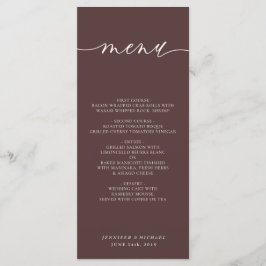 Menu Chocolate Brown Simple Script Wedding Dinner