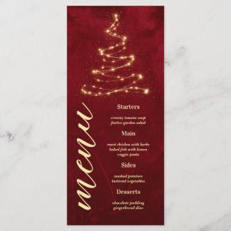 Menu Christmas Party Red Velvet with Tree Manu Card