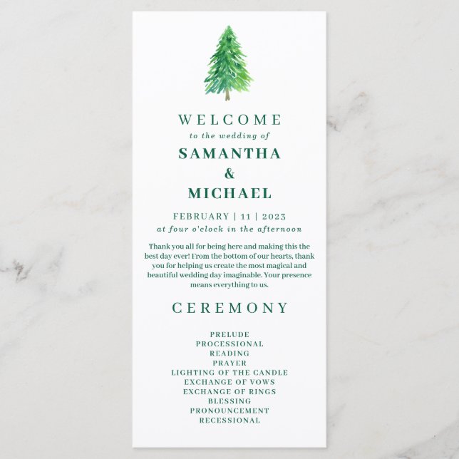 Menu Christmas Tree | Elegant Wedding Holiday Ceremony (Frente)