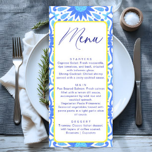 Menu Chuva de Bebê Minimalista com Azulejo Italiano Ama