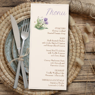Menu Chuva de Bebê Personalizada Lagarta Fofa Marfim