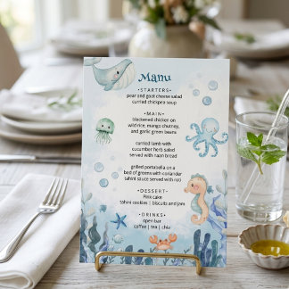 Menu Chuva de Bênçãos Bebê Polvo Cavalo-Marinho Carangu