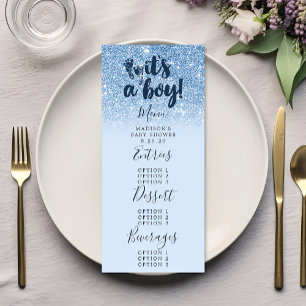 Menu Chuva de Brilho Azul Bebê Marinho É um Menino Chás
