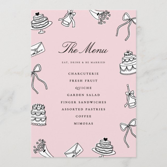 Menu Chuva de Ideias Desenhada à Mão Fofa e Única para  (Frente)