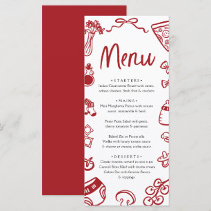 Menu Chuva de Ideias Italiana Vermelha Desenhada à Mão