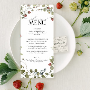 Menu Chuva de Noiva Aquarela Morango Vintage