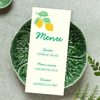 Menu Chuva de Noiva Limão Verde Amarelo Recém-Noivos