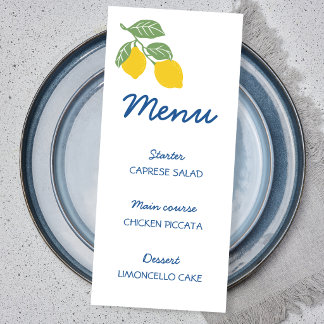 Menu Chuveiro de Noiva Limão da Costa Amalfi Recém-Noiv