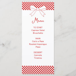 Menu Ciao Baby! Italian Red Bow Gingham Baby Shower 
