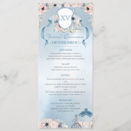 Menu Cinderella Fairy Tale Elegante Blue Pink Party