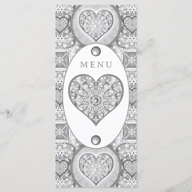 Menu Cinza de rendas cerâmicas (Verso)