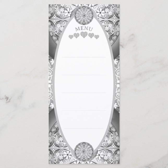 Menu Cinza de rendas cerâmicas (Frente)