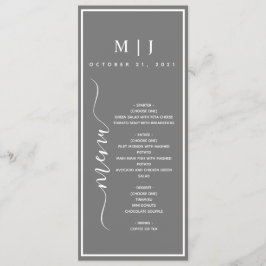 Menu Cinza e Casamento Minimalista Branco