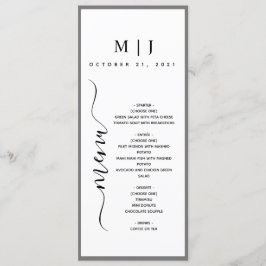 Menu Cinza e Casamento Minimalista Branco