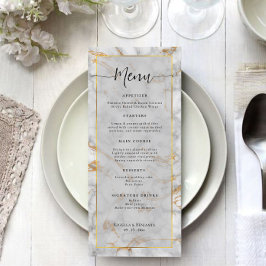 Menu Cinza Marble Elegante e Casamento Simples Dourado