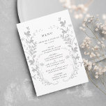 Menu Cinzas de Casamento de Wreath Silhouette Silhouett<br><div class="desc">Este elegante cardápio de casamento apresenta flores silvestres como uma coroa e iniciais no verso. Para uma personalização mais avançada deste design,  clique no BOTÃO FERRAMENTA DESIGN AZUL acima! Itens correspondentes também estão disponíveis.</div>