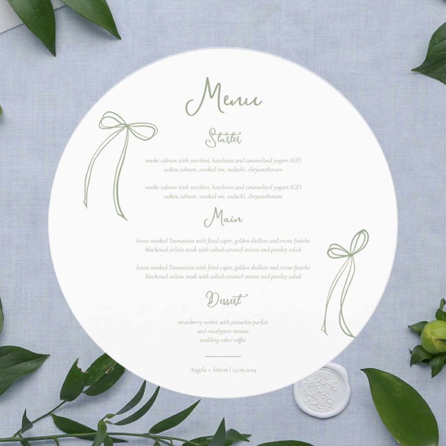 Menu Circular de Casamento Verde do Arco Whimsical (Criador carregado)
