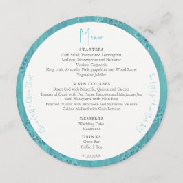 Menu Círculo de Casamento das Flores de Turquesa Bonita