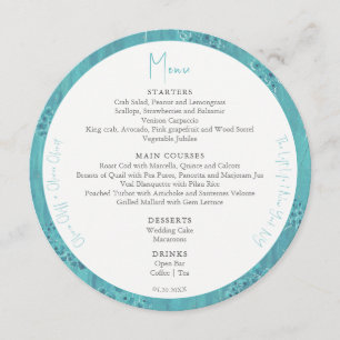 Menu Círculo de Casamento das Flores de Turquesa Bonita