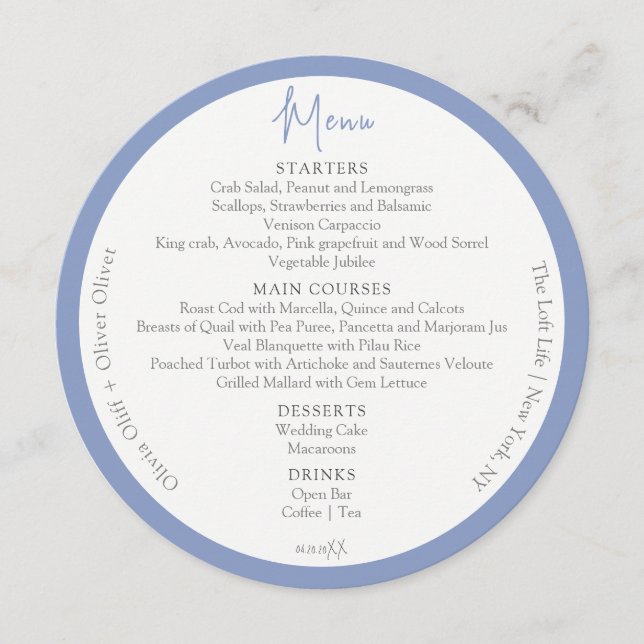Menu Círculo de Casamento das Montanhas Roxas (Frente)