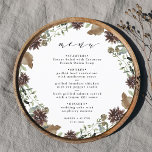 Menu Círculo de Casamento no inverno da parede floral r<br><div class="desc">Este cartão de cardápio apresenta flores a aquarela, bagas e pinhos em cores de outono neutras com impressão de papel kraft nas costas. Isso será perfeito para outono/outono e casamento no inverno. Para uma personalização mais avançada deste design, clique no BOTÃO DE FERRAMENTAS DESIGN acima! Itens correspondentes também estão disponíveis....</div>