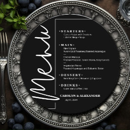 Menu Círculo Preto e Branco Chic