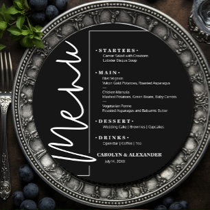 Menu Círculo Preto e Branco Chic