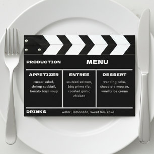 Menu Clap Board de Casamento de Filme Cinematográfico