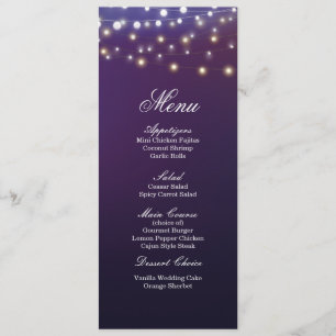 Menu claro do comensal de casamento da noite da