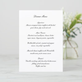 Menu Classic Black and White Timeless Wedding