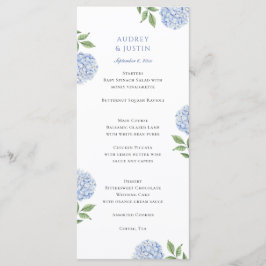 Menu Classic Blue Hydrangea Wedding Dinner