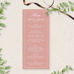 Menu Classic Dusty Rose & White Border Script Wedding<br><div class="desc">Add a touch of romantic elegance to your reception tables with our Classic Dusty Rose & White Border Script Wedding Menu. Featuring a soft dusty rose background, elegant white script, and a refined white border, this menu beautifully combines timeless style with sophisticated charm. Perfect for presenting your carefully selected wedding...</div>