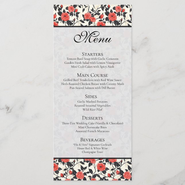 Menu Classic Wildflower Rustic Rose Tropical Wedding  (Frente)