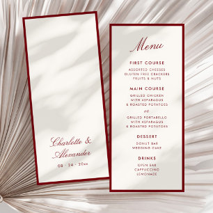 Menu Clássica Caligrafia Vermelha Profunda Dinheiro Ant