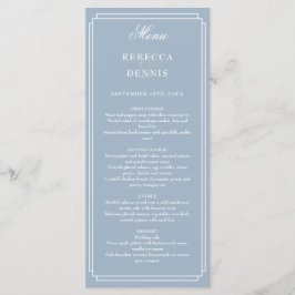 Menu Clássico Art Deco Dusty Blue Wedding
