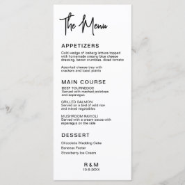 Menu Clássico Casamento Elegante Preto e Branco