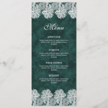 Menu Clássico do Veludo Verde Verde do Lace Branco