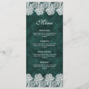 Menu Clássico do Veludo Verde Verde do Lace Branco