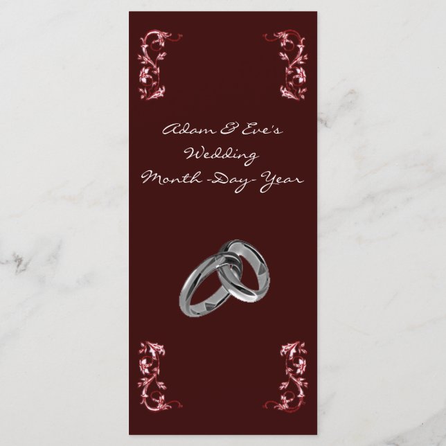 Menu clássico e elegante janto de casamento vermel (Verso)