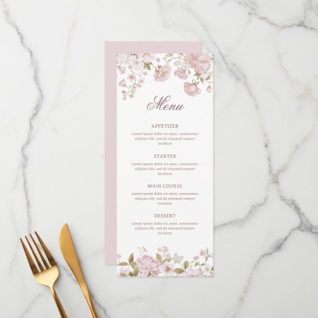 Menu Clássico Flores Rosadas (Frente/Verso In Situ)