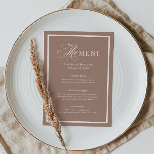 Menu Clássico Luxo Borda de Tômbola Bege Casamento Ne