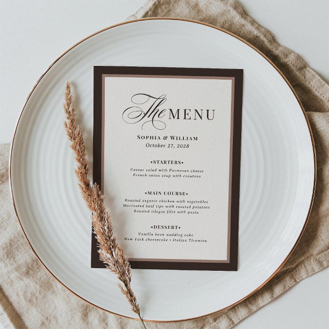 Menu Clássico Luxo | Casamento Neutro Marrom (Criador carregado)