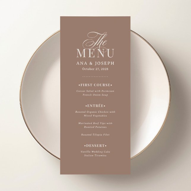 Menu Clássico Luxo | Casamento Soft Mocha Taupe (Criador carregado)