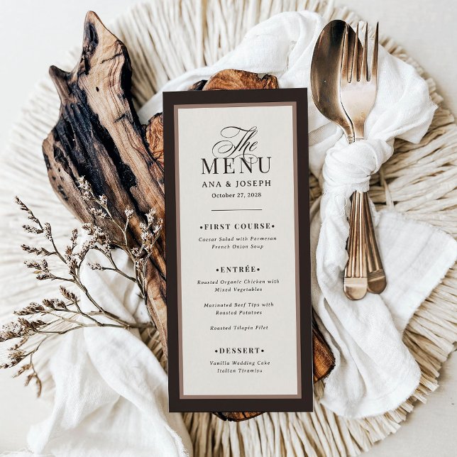 Menu Clássico Luxuoso | Casamento com Borda Neutra Marr (Criador carregado)