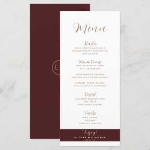 Menu Clássico Minimalista da Borgonha e Casamento 