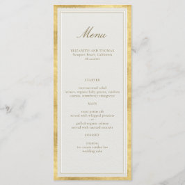 Menu Clássico Moderno Casamento Formal Ecru Dourado Fal