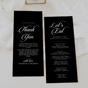 Menu Clássico Obrigado e Casamento Preto e Branco