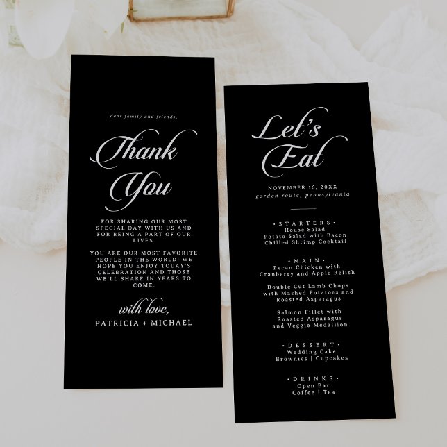 Menu Clássico Obrigado e Casamento Preto e Branco (Criador carregado)